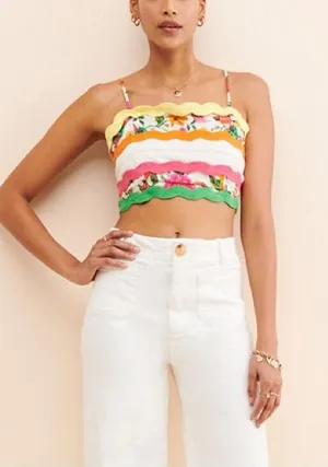 Farm Rio Toucan’s Garden Floral Wrap Crop Top | XS thumbnail 1