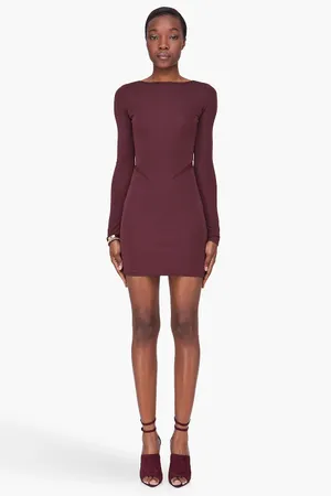 Alexander Wang T by women’s burgundy mesh inset fitted knit dress size small S thumbnail 13