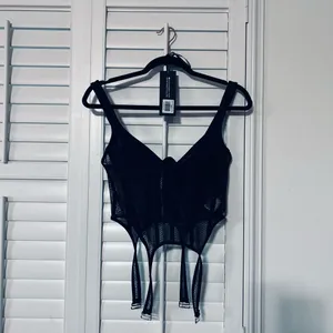NWOT White Fox Boutique Black Mesh Corset Top thumbnail 2