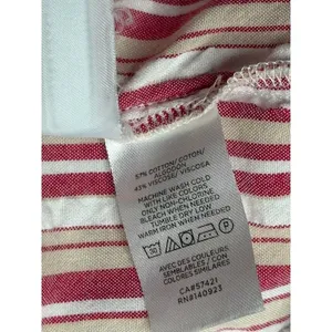 Loft Candy Stripe Romper LARGE Ruffled Sleeves Boat Neck Red Pink Tan thumbnail 9