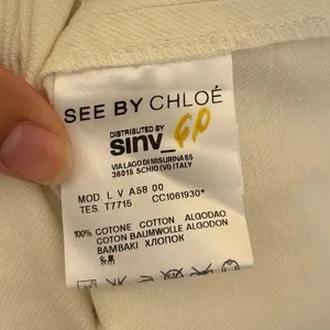 See By Chloe 100% Cotton White Denim Mini Dress Size 4 Small thumbnail 6