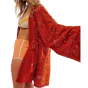 FREE PEOPLE Bell Sleeve Lace Duster in Ivory, One Size, New with Tag MSRP $128 thumbnail 4