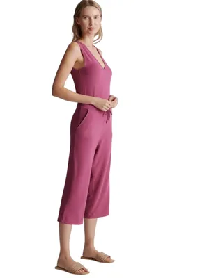 NWT Quince French Terry Modal Jumpsuit Rose Stretchy Size Small thumbnail 2