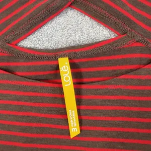 Lole Women's Medium Red Brown Striped Long Sleeve Top Cutout Back Active thumbnail 5