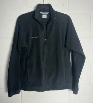 Columbia Womens Black Full Zip Fleece Jacket Mock Neck Size M Raglan Sleeve thumbnail 1