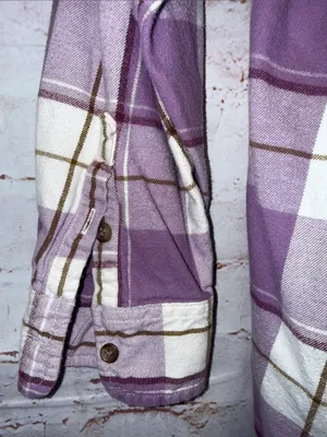 Universal Threads Lavender White Plaid Button Down Shirt large Oversized flannel thumbnail 5