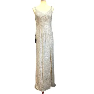 NWT Mac Duggal Silver Sequin Gown HOCO Prom Gala Bling Mermaid Core Maxi Dress 8 thumbnail 2