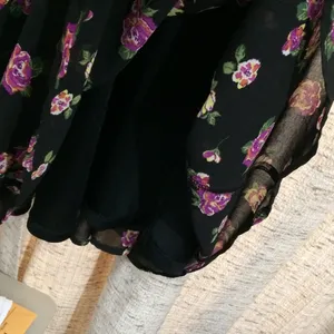 Torrid Multi-Color Floral Print Chiffon Cold Shoulder V-Neck Dress thumbnail 4