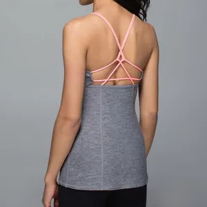 Lululemon Dancing Warrior Gray Strappy Yoga Tank Hot Pink Detail thumbnail 2