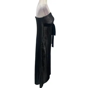Vtg Y2K Rag Strapless Metallic Babydoll Midi Dress Sz M 90s Silver Bow Club USA thumbnail 5