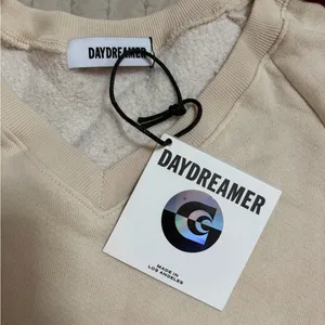Daydreamer Cream V-Neck Sweatshirt With‎ Striped Sleeves Size Small NWT thumbnail 4