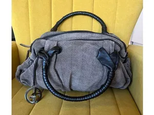 Giorgio Armani vintage fabric with Leather Hand Bag thumbnail 1