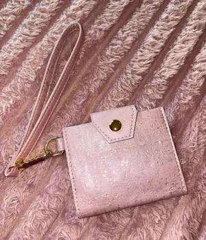 Blush Pink Wristlet Card Holder with Gold Accents thumbnail 1