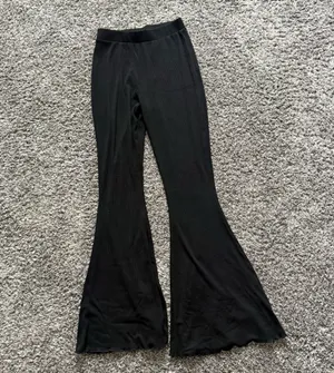 Free People Black Ribbed Flare Pants thumbnail 3