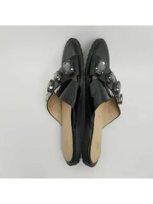 Womens Stone Jeweled Slip On Flat Slide Sandals Rhinestones Black Size 38 thumbnail 7