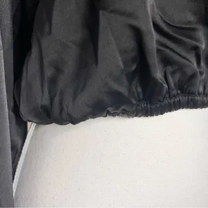 WE WORE WHAT Billow Sleeve Satin Crop Top Black Size‎ XL thumbnail 5