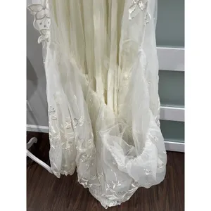Vintage 80s‎ Victorian Revival Wedding Dress Ivory High Neck Sheer Lace Illusion thumbnail 9