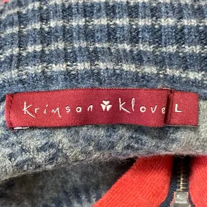Krimson Klover Women's Blue Wool Full Zip Long Sleeve Turtleneck Sweater Top L thumbnail 4