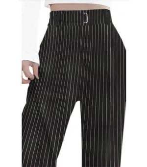 NEW Black Striped Wide Leg Pants Career Straight M 28” inseam thumbnail 6