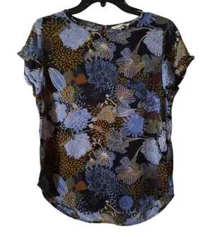 H&M Floral Short Sleeve Blouse Size 4 thumbnail 1