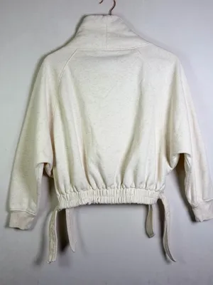 Daily Practice Anthropologie Women’s XXS Beige Funnel Neck Side Tie Sweatshirt thumbnail 4
