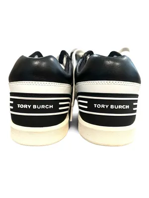 Tory Burch Clover Court Sneakers Black White Leather Logo Sneakers Size 9M NWOT thumbnail 4
