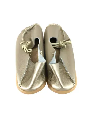 Womens Loafers Flats Leather Slip On Basic Gold Size 37 US 6 thumbnail 3