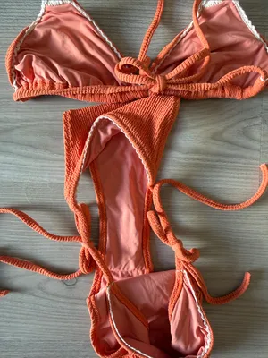 Rhythm Crochet Detail Textured Bikini Orange Size L thumbnail 5