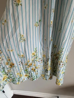 Commence Light Blue Striped Maxi Dress with Yellow Floral Print Small NWT thumbnail 7