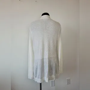 Liz Claiborne Career Longline Cardigan Sweater White Cozy Knit Loungewear Large thumbnail 4