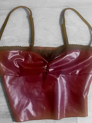 SheIn Burgundy Faux Leather Crop Cami Black Ruched Y2K Goth Festival Biker XS Country thumbnail 2