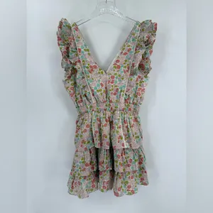 Anthropologie Love the‎ Label Floral Ruffle Mini Dress NWT size medium thumbnail 4