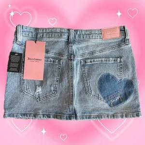 New Juicy Couture Light Denim Skirt with Heart Accent thumbnail 2