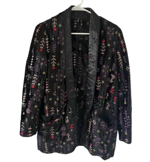 Anthropologie Bl^nk Embroidered Black Blazer Jacket thumbnail 4