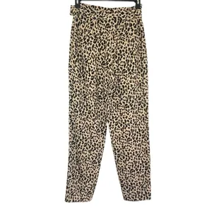 Zara High Waisted Leopard Print Belted Trousers/Pants Size M thumbnail 3
