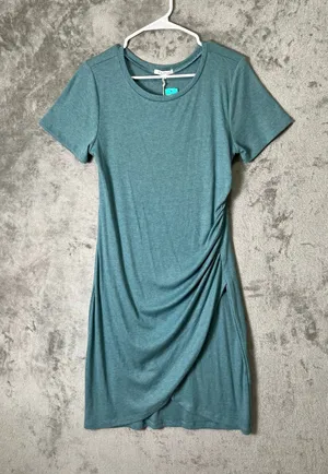 Z Supply Hayat Eco Knit Dress Teal Green Ribbed Sleeveless Midi Dress Size L New thumbnail 1