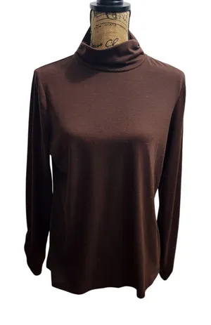 New Directions Petite Brown‎ Long Sleeve Soft Stretch Knit Top Blouse PXL thumbnail 1