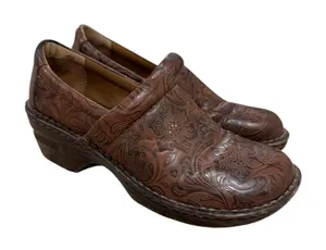 b.o.c | Peggy Floral Embossed Clogs Faux Leather Womens Size 8 Boho Comfort Shoe thumbnail 1