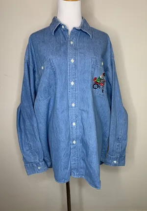 Vintage Beetle Bailey Chambray Button Up Shirt Sz XL Cotton thumbnail 1