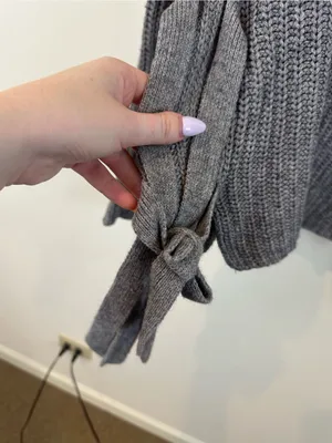 UGG Ceanne Gray Chunky Knit Turtleneck Sweater w/ Side Bow Details Size XS thumbnail 5