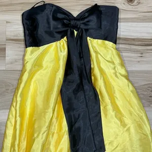 Jessica McClintock Gunne Sax Yellow Black Satin Bow Maxi Dress Women’s 3 thumbnail 4