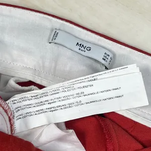 Mango MNG Suit Red Wide Leg High Rise Contrast Stitch Trousers Pants Womens 2 thumbnail 7