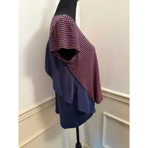 Anthropologie Meadow Rue Sideswing Striped Ruffle Back Top Linen Cotton Blend thumbnail 3