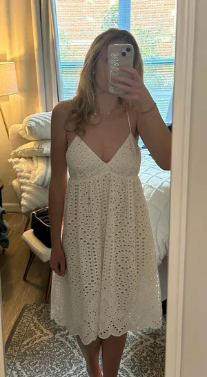 H&M White Eyelet Dress thumbnail 1