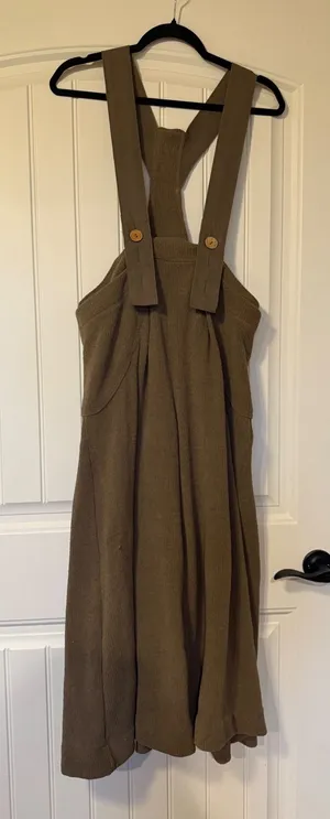 Free People Beach Olive Brown Textured Knit Wide Leg Overall‎ Jumpsuit XS thumbnail 1