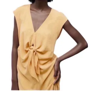 Zara Knotted Midi Yellow Dress(Size Small) thumbnail 5