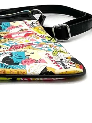Disney Parks Mickey & Friends Crossbody Bag Retro Collage Print Adjustable Zip thumbnail 8