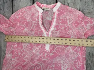 Jones New York Pink & White Floral Split-Neck Tunic thumbnail 15