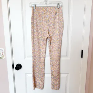 Zara Womens Satin Flare Pants Size Small Festival Hippie Disco Pastel Florals thumbnail 4