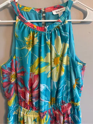 Nine West Floral Maxi Dress Blue‎ Pink Yellow Sleeveless Size 4 thumbnail 4